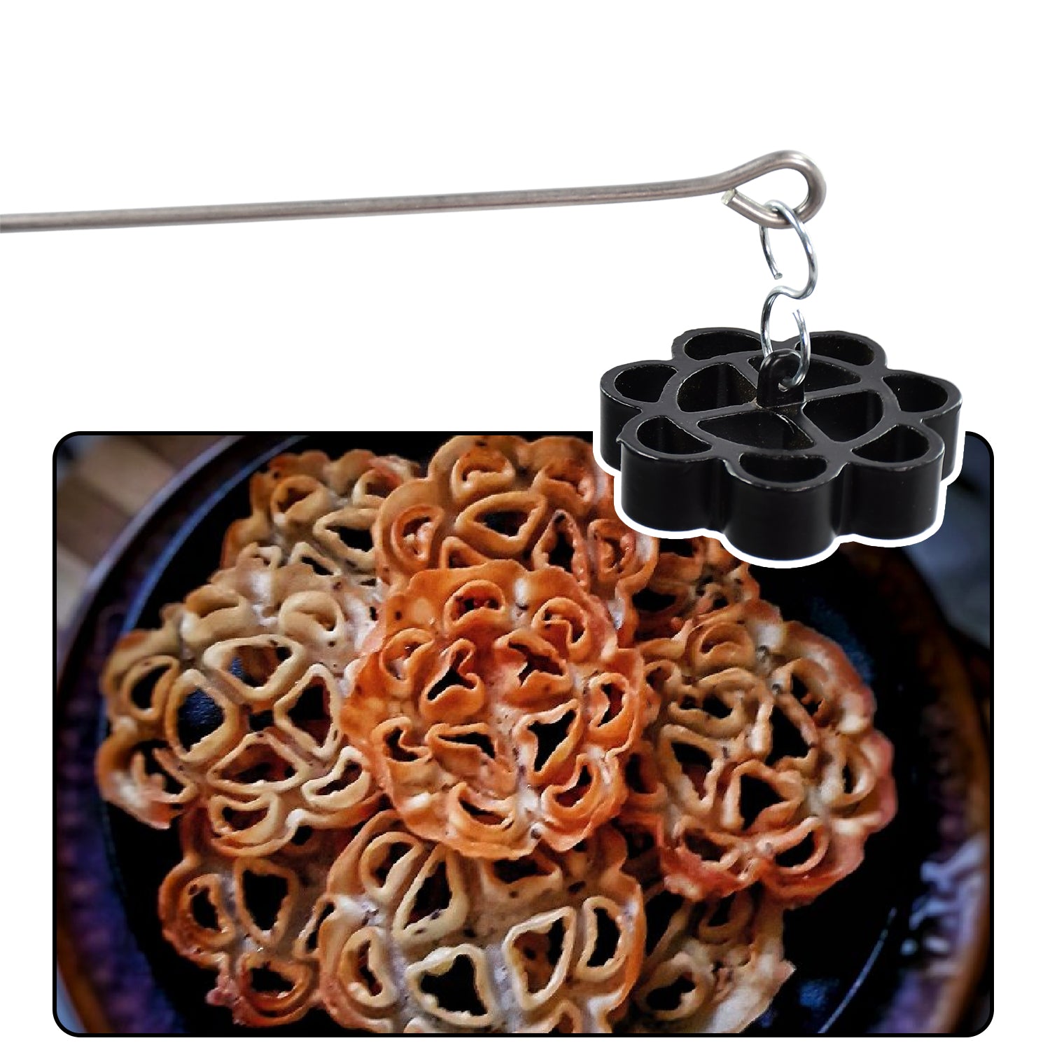 2917 Non Stick Achappam Maker Achappam Mould with Stay Cool Handle Rose Cookie Maker (Black) DeoDap 2917 Non Stick Achappam Maker Achappam Mould with Stay Cool Handle Rose Cookie Maker (Black) DeoDap